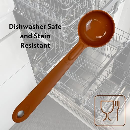 Rite-Size 3 oz. Solid Round Circle Server Portion Utensil, Copolymer Plastic Heat Resistant Professional Cooking Tool, Brown