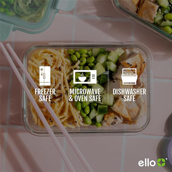 Ello Color Lock 20pc Glass Food Storage Containers with Lids, Desert Festival