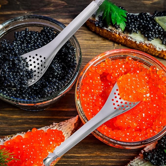 jojofuny 2 Pack Stainless Steel Caviar Slotted Spoons Small Colander Cooking Utensils for Home Kitchen and Restaurant 6.69 Inch