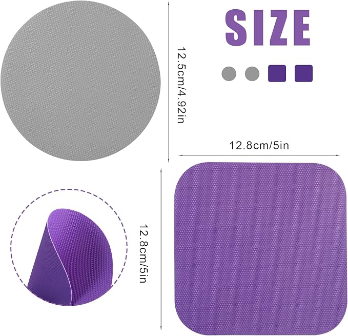 LUTER 4pcs Jar Opener Gripper Pad for Seniors with Weak Hands, Rubber | Multi-function Silicone Bottle Opener Lid Cap Rubber Gripper Pads Kitchen Coasters Gadgets, Grey, Purple