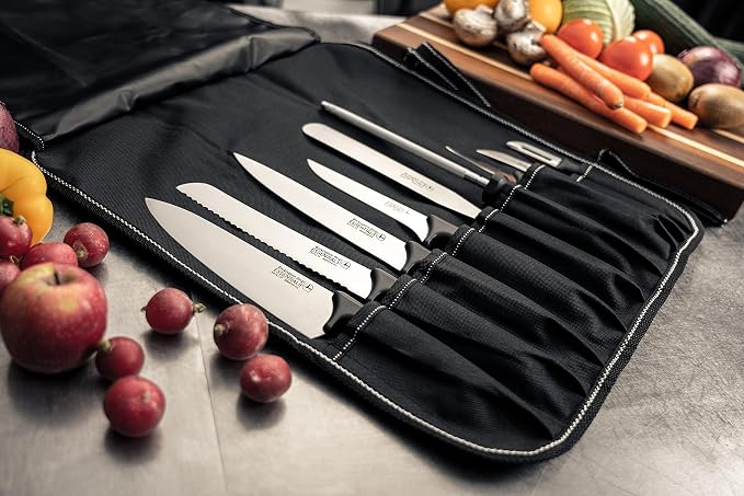 Rockingham Forge Essentials Professional Chef’s Knife Set – Contains 9 Kitchen Knives and 1 Knife Case,Black,CS-8007/10