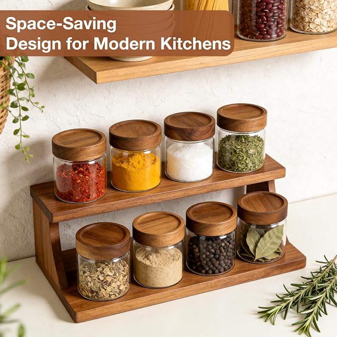 CONNOO 6Pcs-17oz Airtight Glass Spice Jars with Lids | Glass Jars with Airtight Lids, Ideal for Coffee, Sugar, Spices & Meal Prep, Perfect for Dry Food Storage