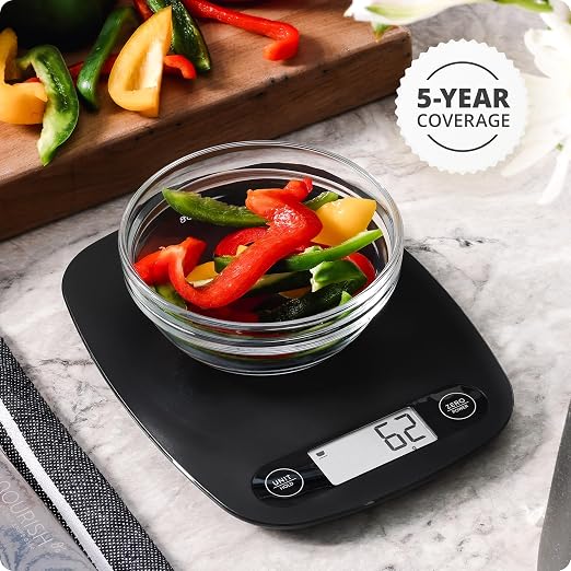 Greater Goods Food Scale – Digital Kitchen Scale, 1g Precision, Easy-Tare & Quick Conversion, Slim Compact Design, Durable & Portable | Ideal for Cooking, Baking & Meal Prep (Matte Black)