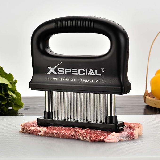 Deluxe Meat Tenderizer Tool 48 Blades Stainless Steel - Kitchen Cooking Gadgets Tools with Ultra Sharp Needle That Makes Steak & Chicken Tender - Dishwasher Safe