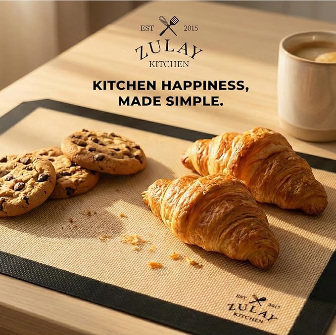 Zulay Kitchen Silicone Baking Mat - Reusable Nonstick Silicone Sheet for Oven, 15" x 11.6", Dark Gray