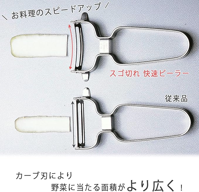 Shimomura Kihan 39956 Peeler, Peeler, Rapid, Made in Japan, Stainless Steel, Dishwasher Safe, Curved Blade, Thin Leather, Super Cut (Tsubamesanjo )