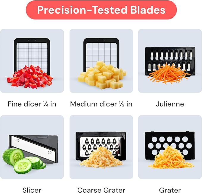 Fullstar Pro Original Vegetable Chopper & Mandoline - Chopper & Mandoline Lids - Food Chopper with Container, Fruit Slicer, Onion Dicer - All-in-One Prep Tool - Kitchen Gadgets & Gifts (6 in 1, Black)