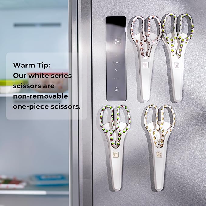 Linoroso Kitchen Scissors Heavy Duty Kitchen Shears with Magnetic Holder Made with Japanese Steel 4034, Multipurpose Ultra Sharp Cooking Scissors for Meat/Vegetables/BBQ/Herbs/Pizza (Graphic,Chili)