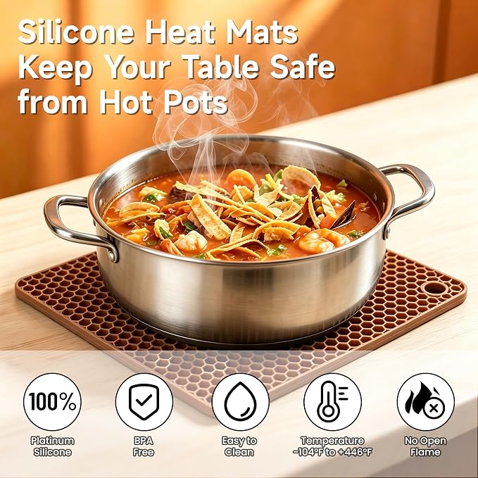 Silicone Trivets for Hot Dishes, BPA FreeNon-Slip Heat Resistant mat Countertop Protector, Silicone Pot Holders for Hot Pots and Pans, Food Grade Silicone Morandi