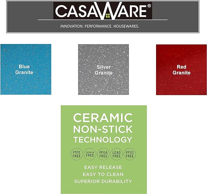 casaWare Mini Muffin Pan 24 Cup Ceramic Coated Non-Stick (Red Granite)
