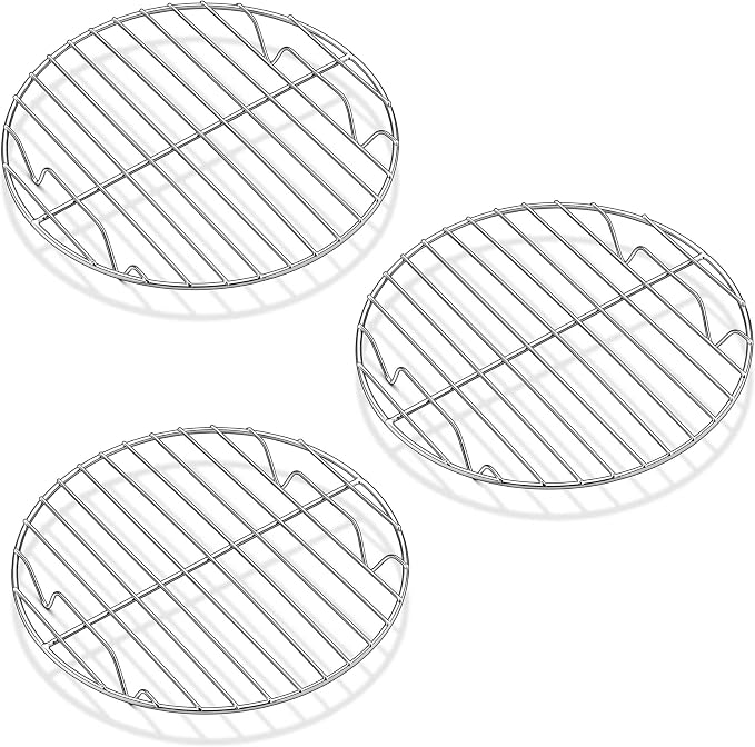 Herogo Round Cooking Racks Set of 3, 10.6 inch Cooling Steaming Rack | Stainless Steel, Oven & Dishwasher Safe , Fits Air Fryer Pressure Cooker, Canning Baking Cookware Rack