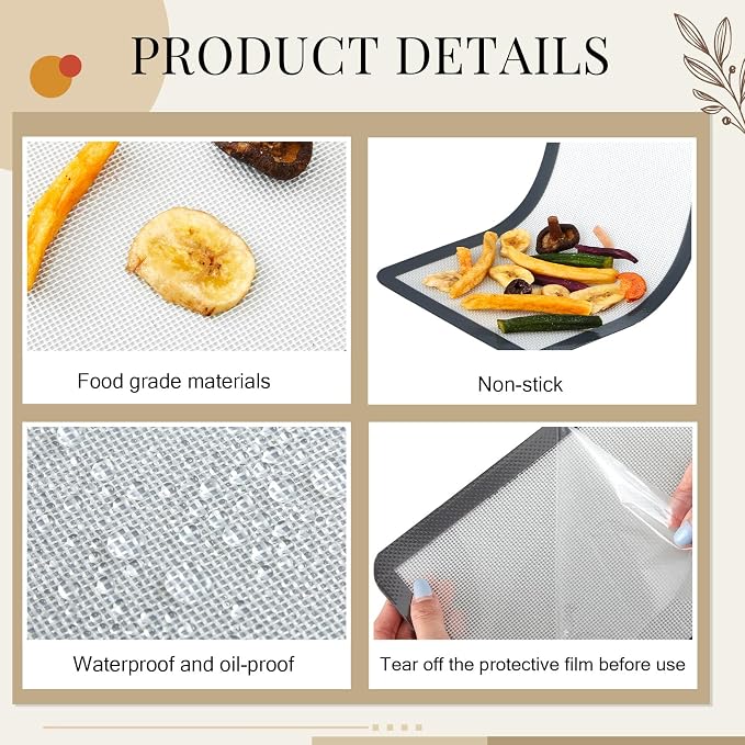Reallnaive 4 Pcs Silicone Baking Mats Compatible with Harvest Right Freeze Dryer Small Trays Silicone Mats Reusable Food Safe Sheet Heat Resistant Durable Easy Clean No Stick for Kitchen
