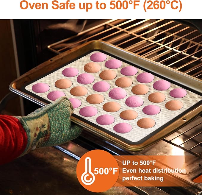 HOOMIL Macaron Silicone Baking Mats, 13 x 9 Inch, 2 Pack, Nonstick | Quarter Sheet, Food-Safe, BPA Free, Dishwasher Safe, Dual-Circle Guidelines Baking Sheets, Fits Quarter Sheet Pan