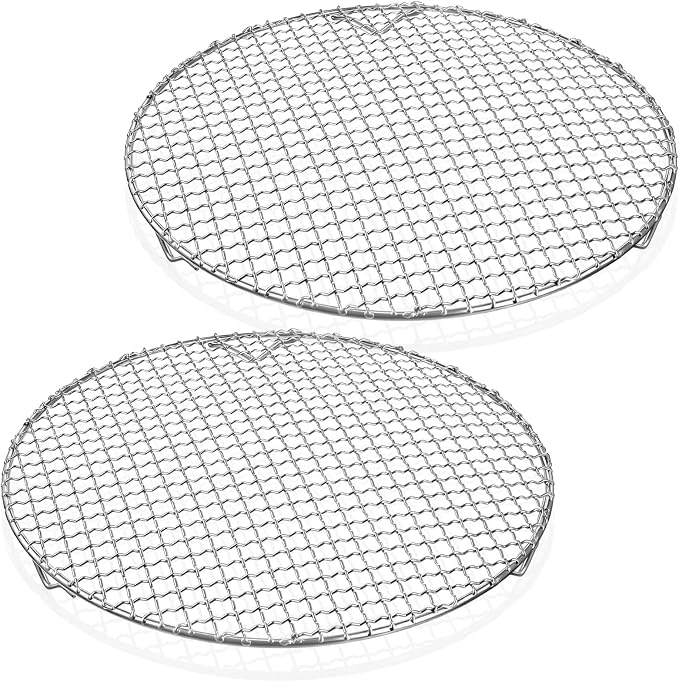 2 Pack 13 Inch Round Cake Cooling Rack, 201 Stainless Steel BBQ Baking & Steaming Rack with Legs - Multi-purpose Straight Wire Grill Grate for Cooking, Baking, Cooling, Canning Racks