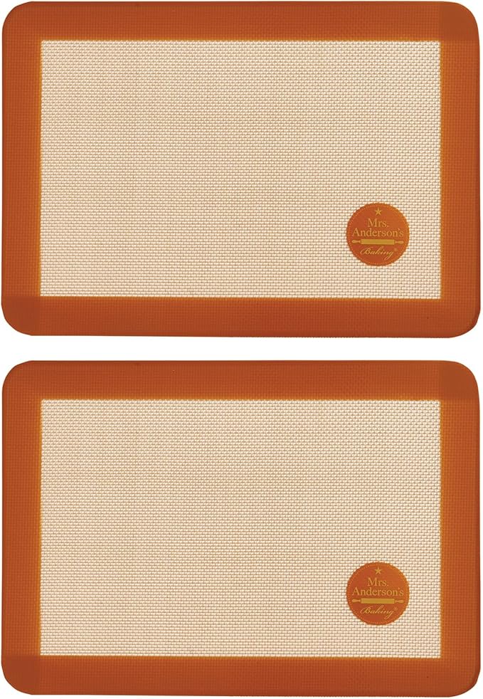 Mrs. Anderson’s Baking Non-Stick Silicone Quarter-Size Baking Mat Set, 8.5-Inch x 12-Inch, Set of 2