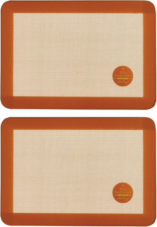 Mrs. Anderson’s Baking Non-Stick Silicone Quarter-Size Baking Mat Set, 8.5-Inch x 12-Inch, Set of 2