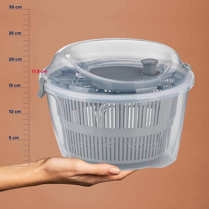 Kela Salad Spinner Mailin 4,4l of Plastic in Grey, 24.5 x 24.5 x 17.5 cm