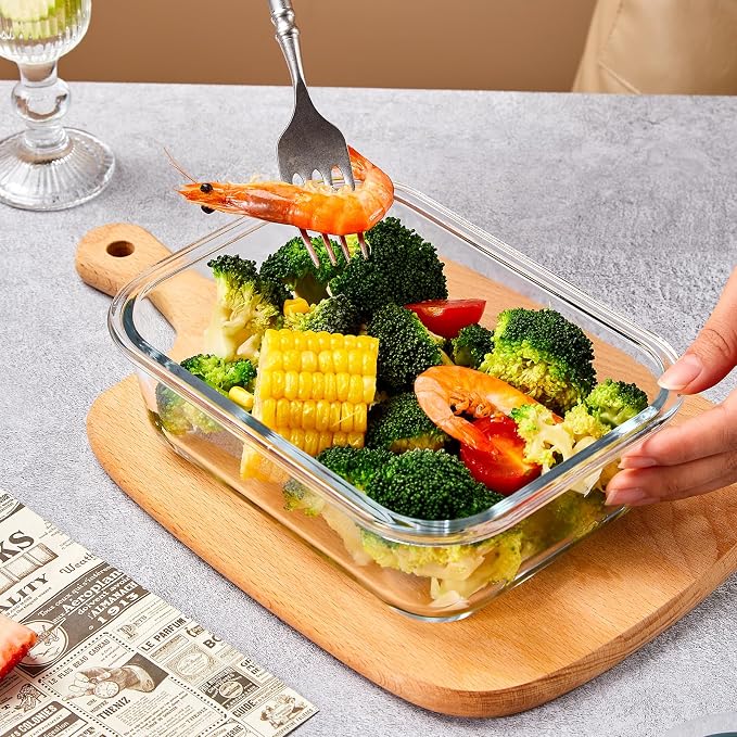 Liuruiyu 10 Pack Glass Food Storage Containers with Lids, Meal Prep Containers, Airtight Bento Boxes with Leak Proof Locking for Microwave, Oven, Freezer and Dishwasher, BPA Free