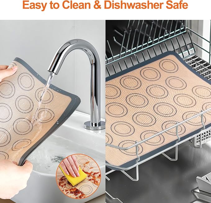 HOOMIL Macaron Silicone Baking Mats, 18 x 13 Inch, 2 Pack, Nonstick | Commercial Half-Sheet Size, Food-Safe, BPA Free, Dishwasher Safe, Dual-Circle Guidelines Baking Sheet, Fits Full-Size Pan Pan