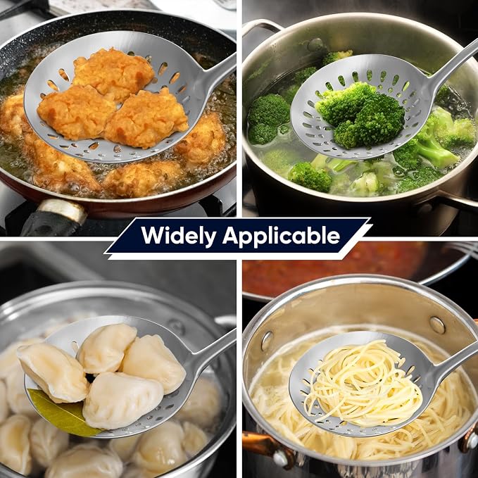 Newness Slotted Spon and Spaghetti Server, [Rustproof, Integral Forming, Durable] 304 Stainless Steel, with Vacuum Ergonomic Handle, Comfortable Grip Design