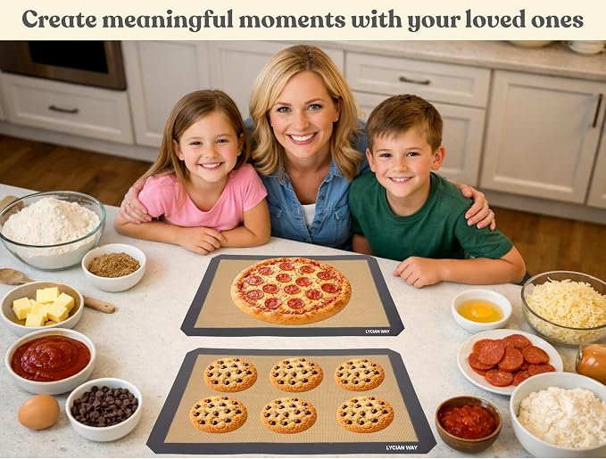 Silicone Baking Mats Set of 2, Half Sheet Nonstick Reusable Extra Thick Baking Sheet Liners for Cookies, Macarons, Bread, Pizza, Pastry, Gray