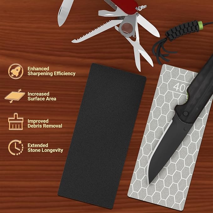 5 PCS Diamond Knife Sharpening Stones Set, 6×2.5" Diamond Sharpening Plates with Honeycomb Surface Plate for Scissors Knives Kitchen Tools, 200# 400# 600# 1000# 2000# Grit