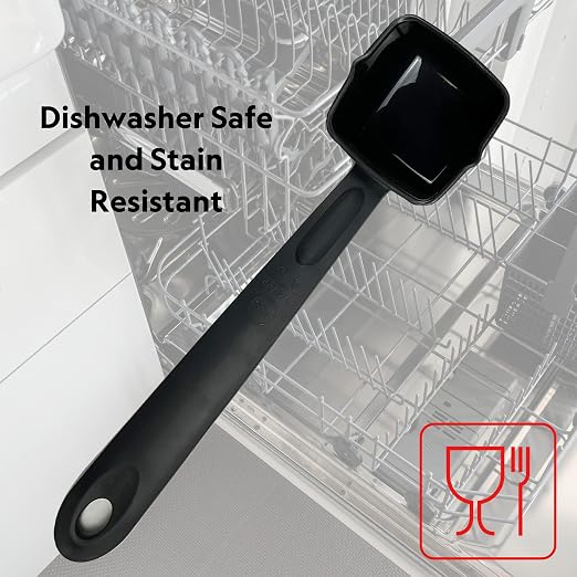 Rite-Size 6 oz. Solid Square Server Portion Utensil, Copolymer Plastic Heat Resistant Professional Cooking Tool, Black