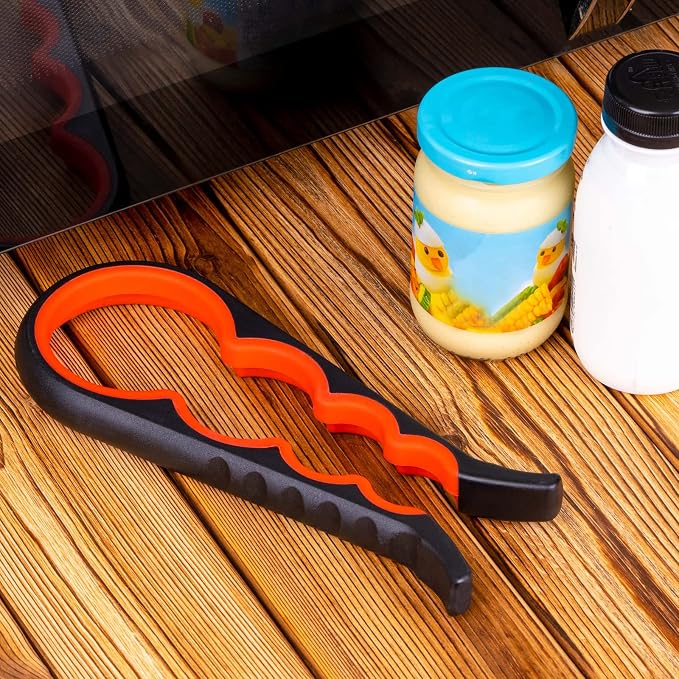 Bloss Jar Opener Bottle Opener for Seniors,Weak Hands and Arthritis,Black | Anti-Slip Rubber Strip Inside,Eight Sizes of Circular Openings,Cap and Bottle Great Kitchen Gadgets,Useful Gifts for Elderly