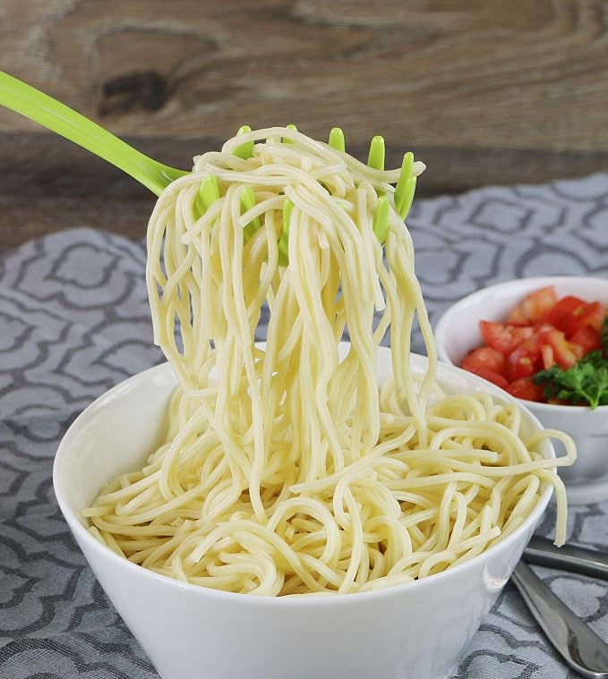 Spaghetti Spoon, Pasta Server, Fork with Ergonomic Handle, Heat Resistant, BPA Free11.5 inch Melamine Utensil by Reston Lloyd, 6 piece set, Lime