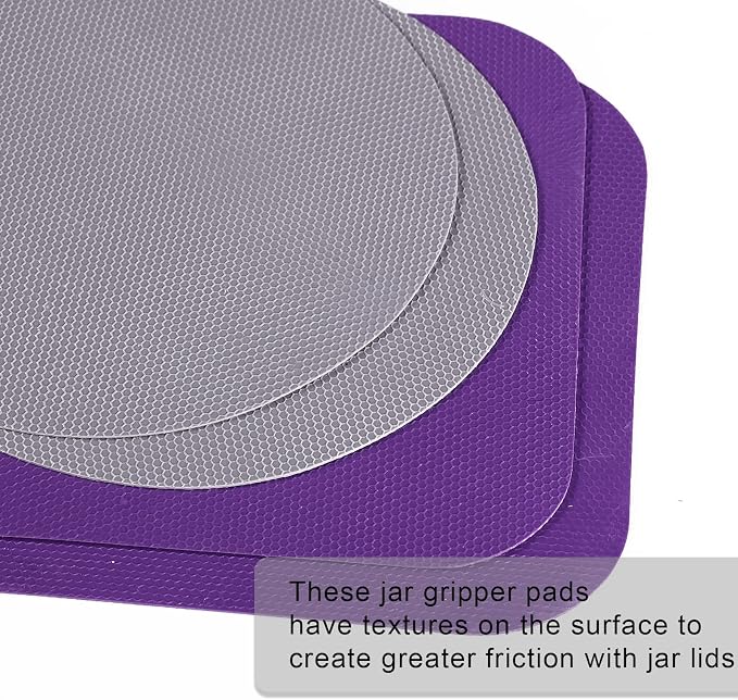 LUTER 4pcs Jar Opener Gripper Pad for Seniors with Weak Hands, Rubber | Multi-function Silicone Bottle Opener Lid Cap Rubber Gripper Pads Kitchen Coasters Gadgets, Grey, Purple