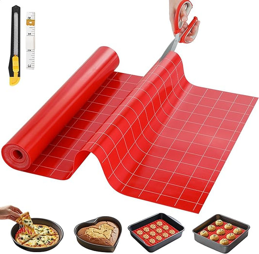 GTJ Silicone Baking Mat Roll, Reusable Baking Sheet Liners, 12 in x 6 ft | Free Cut to Size, Food-Grade, Non-Stick, Non-Slip, For Dough, Pastry, Air Fryer, Freeze Dryer, Oven Pan, Kitchen Counter