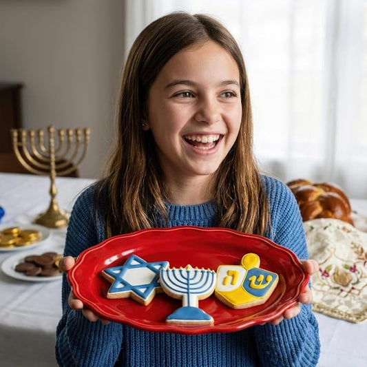 Ann Clark Hanukkah Cookie Cutters 3-Pc. Set, Made in USA, Star of David, Dreidel, and Menorah