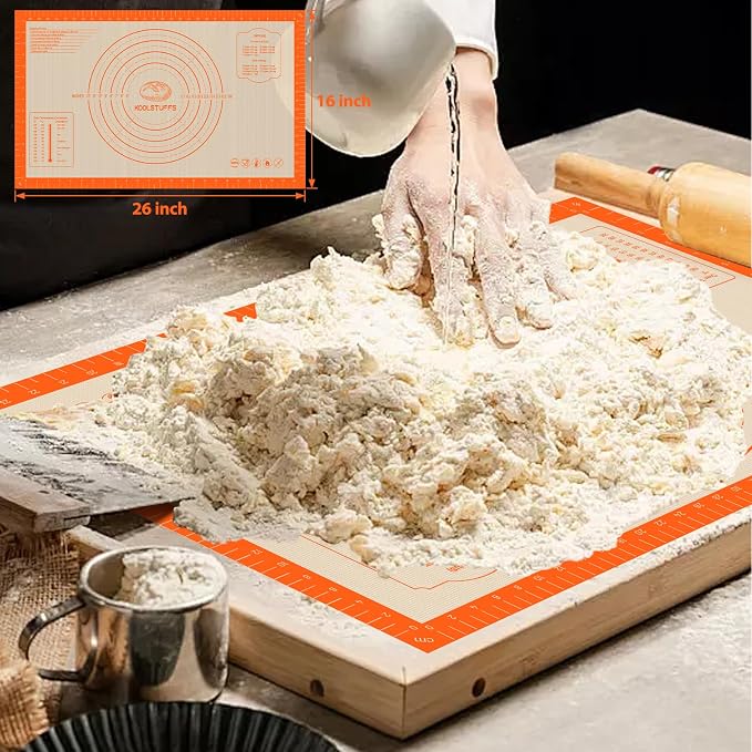 Silicone Baking Mat Set of 5, Nonstick Reusable Pastry Mat, Silicone Bread Sling & Loaf Pan Liners for Bread, Macaron Baking Mat for Cookie, Macarons