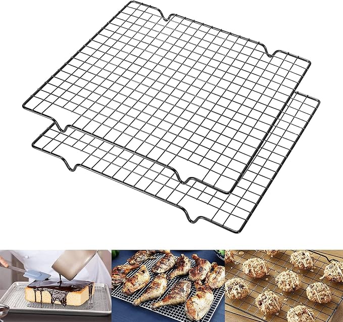 Cooling Racks,Baking Rack Tray Non-Stick Pan Stainless Steel Cake Cooling Wire Roasting Rack for Biscuit Pizza Bread Cake Baking(2pack-11.02 inch)