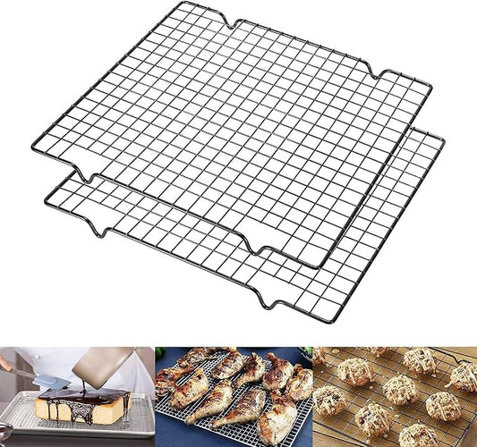 Cooling Racks,Baking Rack Tray Non-Stick Pan Stainless Steel Cake Cooling Wire Roasting Rack for Biscuit Pizza Bread Cake Baking(2pack-11.02 inch)