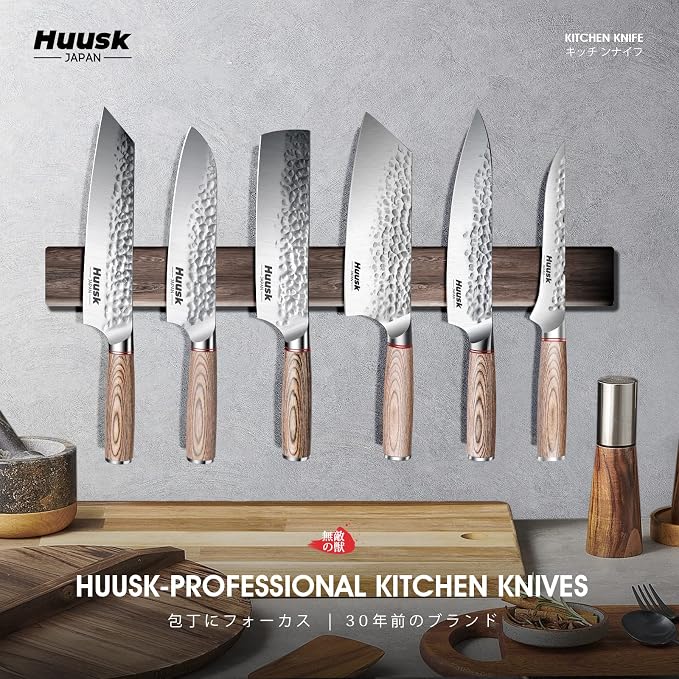 Huusk Japanese Chef Knife for Home & Kitchen - 8" Japanese Kiritsuke Knife for Sushi Fish Meat, Ultra Sharp Cooking Knifes, High Carbon Stainless Steel & Pakkawood Handle, Gift Idea for Men Women