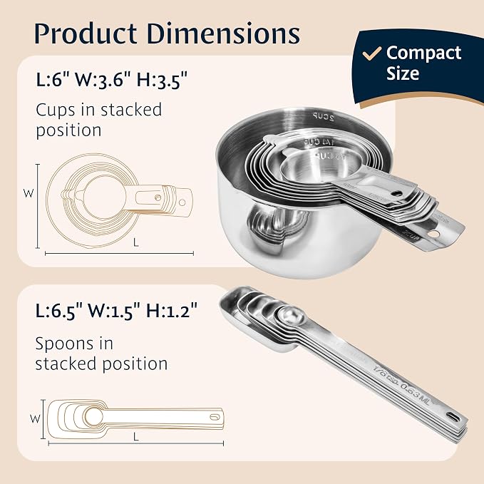 Hudson Essentials Stainless Steel Measuring Cups and Spoons Set (15 Piece Set)