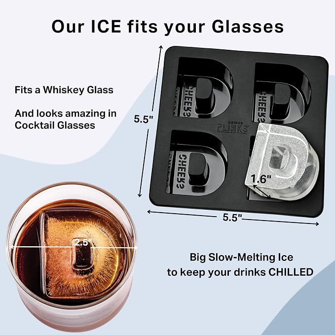 DRINKSPLINKS Custom Letter D Ice Cube Molds. Monogram Ice Cube Mold with Initials. Large Monogrammed Silicone Trays for Bourbon, Whiskey and Cocktails. Fun, Customized Gifts for Men and Women.