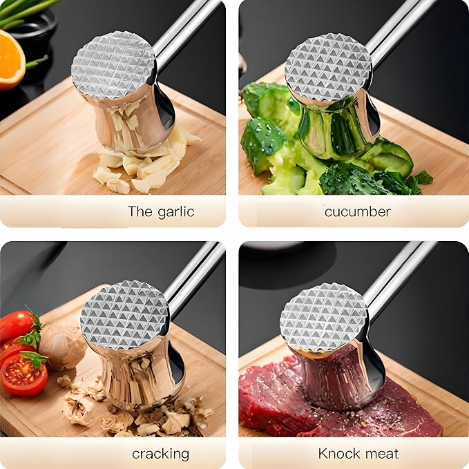 Kitchen Mallet,Meat Pounders,Meat mallet 304SS-Dual-Sided Meat Pounder Hammer for Tenderizing and Flattening Meat - Kitchen Essentials Meat Beater Tool with Comfort Grip Handle
