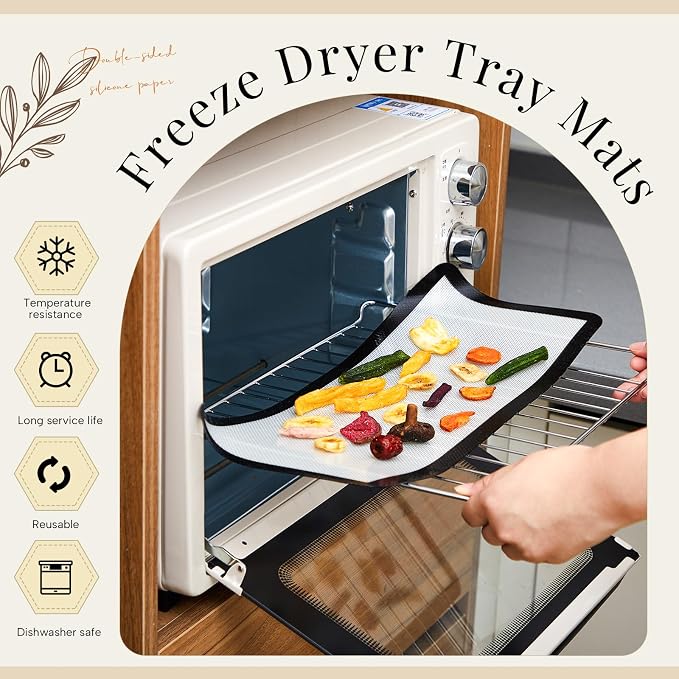 Reallnaive 10 Pieces M - Medium Silicone Mats Compatible with Harvest Right Freeze Dryer Silicone Mats Reusable Baking Sheet Durable Easy Clean No Stick Trays Drying Liners for Kitchen (Black)