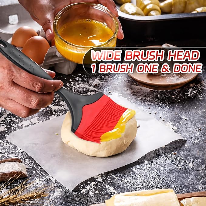 Large Silicone Basting Pastry Brush - 3.95inch Extra Wide Silicone Basting Brush for Grilling,Heat Resistant Brushes Spread Oil Butter Sauce for Cooking Baking BBQ,Dishwasher Safe,Set of 2