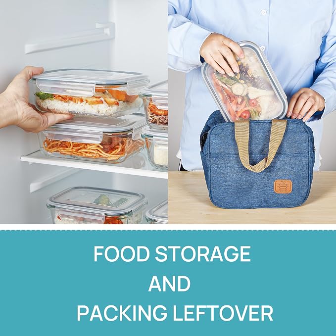 Vtopmart 2 Pack 35oz Glass Meal Prep Containers with Lids | Food Storage Containers, Airtight Reusable Lunch Container Set, Safe for Oven, Microwave, Freezer, and Dishwasher, BPA Free