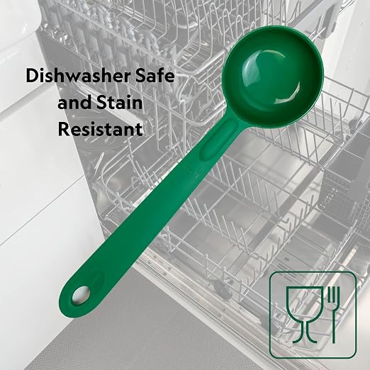 Cook's Rite-Size 4 oz. Solid Round Circle Server Portion Utensil, Copolymer Plastic Heat Resistant Professional Cooking Tool, Green