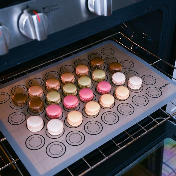Macaron Baking Mat Silicone Non Stick, 3/4 Sheet Reusable Pack of 3 Gray | Non-Stick Macaron Mat for Easy Baking, Heat Resistant & Dishwasher Safe, Reusable & Eco-Friendly, For Cookies & More, 13x19”
