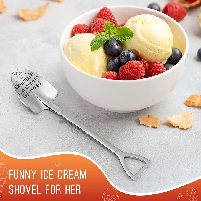Cousin Gift for Women Best Cousins Ever Gifts, Cousin Birthday Gift for New Cousins Sister Christmas White Elephant Gifts, Funny Cousin's Ice Cream Shovel Spoon Present Mothers Day Valentines Ideas