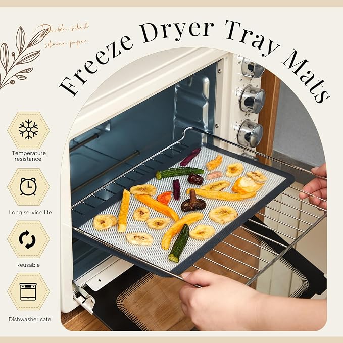 Reallnaive 8 Pcs Silicone Baking Mats Compatible with Harvest Right Freeze Dryer Small Trays Silicone Mats Reusable Food Safe Sheet Heat Resistant Durable Easy Clean No Stick for Kitchen