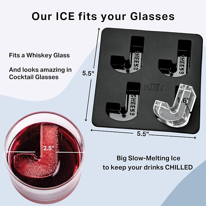 DRINKSPLINKS Custom Letter J Ice Cube Molds. Monogram Ice Cube Mold with Initials. Large Monogrammed Silicone Trays for Bourbon, Whiskey and Cocktails. Fun, Customized Gifts for Men and Women.