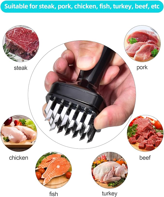 Aliglow Meat Tenderizer Needle Meat Hammer Mallet Tool Pounder For Tenderizing and Pounding Steak, Beef Pork Chicken BBQ And Poultry