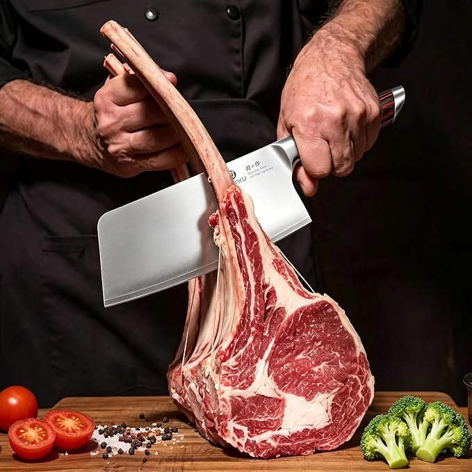 imarku Cleaver Knife 7.5 Inch - Japanese High Carbon Stainless Steel Chopping Knife & Meat Cleaver with Ergonomic Non-Slip Pakkawood Handle for Home Kitchen & Restaurant, Gift for Men & Women