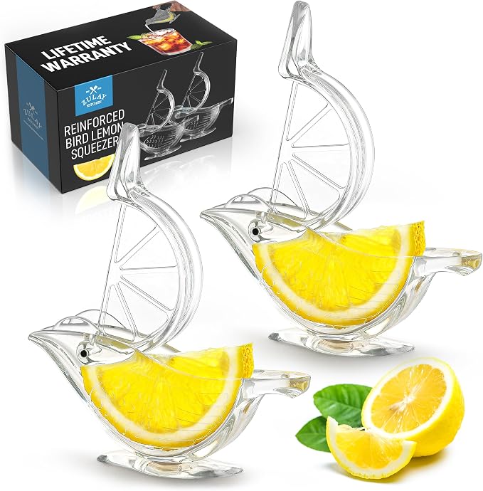 Zulay Kitchen Bird Lime Squeezer – Easy Bird Lemon Squeezer with Pour Spout – Durable Plastic Citrus Press for Lime Wedges & Slices – Fun Bird Design Juicer for Bar, Holiday Gifts – 2 Pack